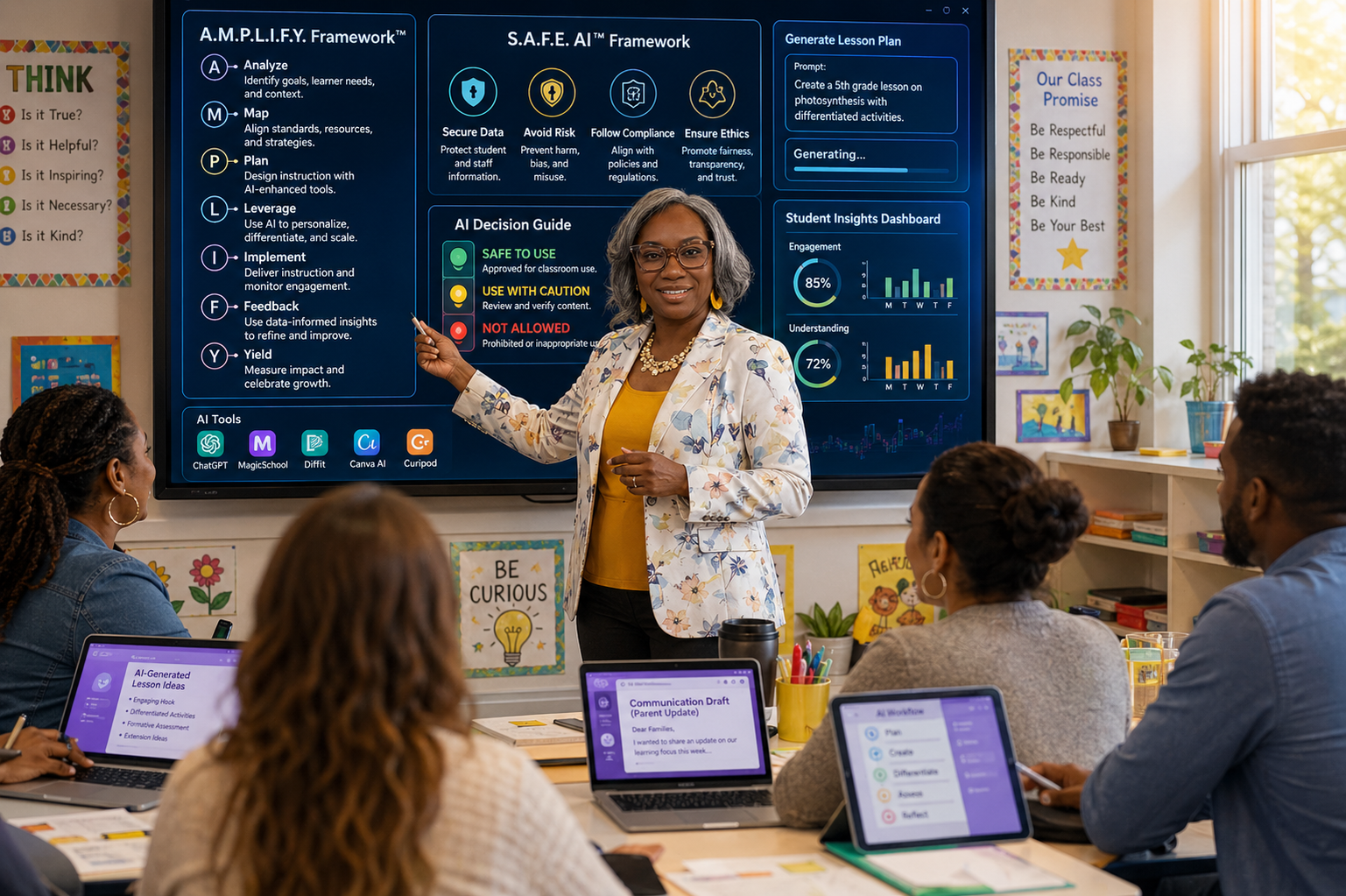 Educator using AI tools to amplify lesson planning